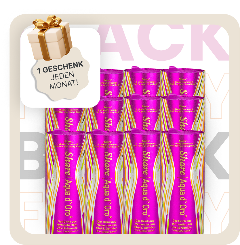 ShareAqua d'Oro-Getränk Abo - 1 Geschenk jeden Monat